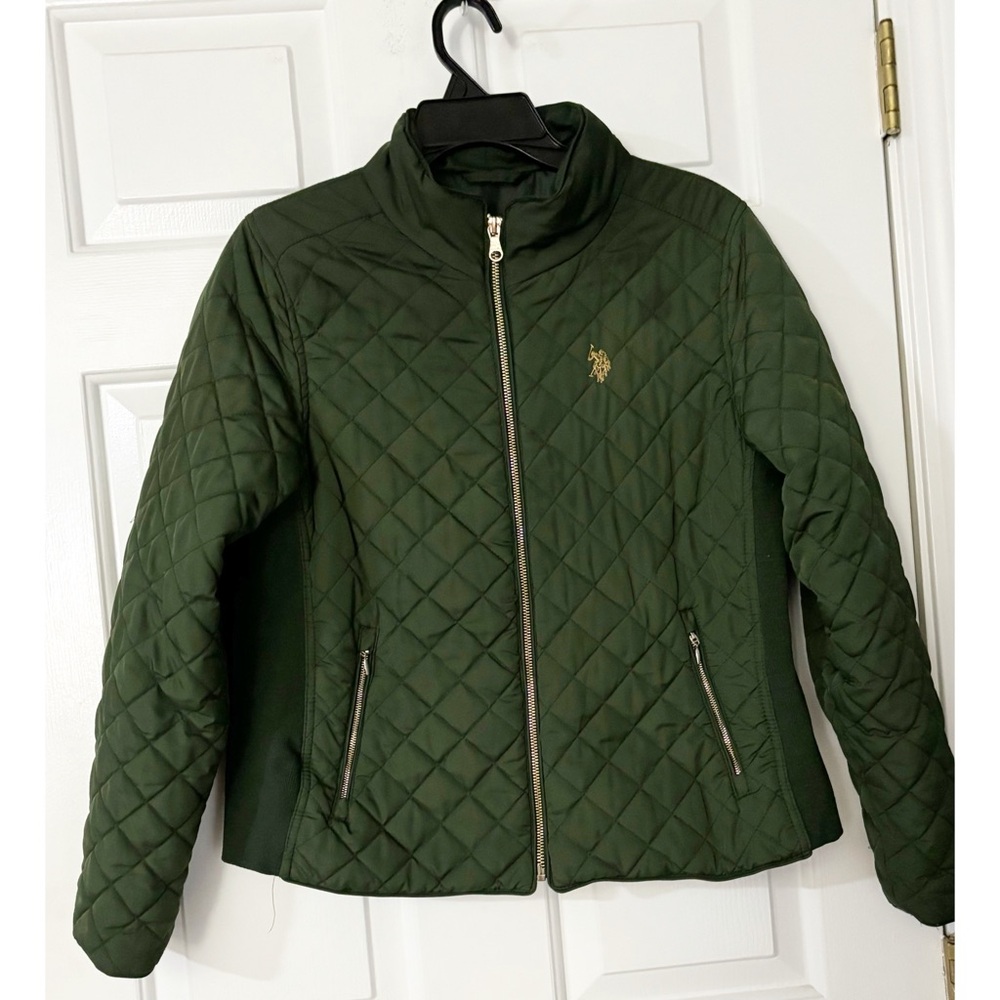 U.S. Polo Assn. Quilted Moto Jacket, Women's,  Faux Fur Lining & Rib Trim, XL